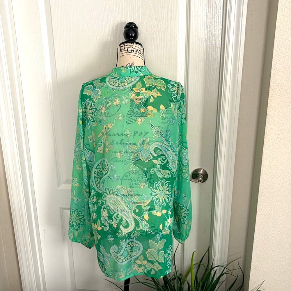 Susan Graver Sheer Paisley, Floral Blouse. NWOT - Picture 2 of 5